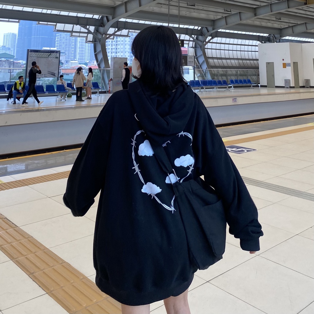 Áo hoodie unisex Cloud Heart City Cycle - áo nỉ hoodie unisex form rộng in hình Local Brand