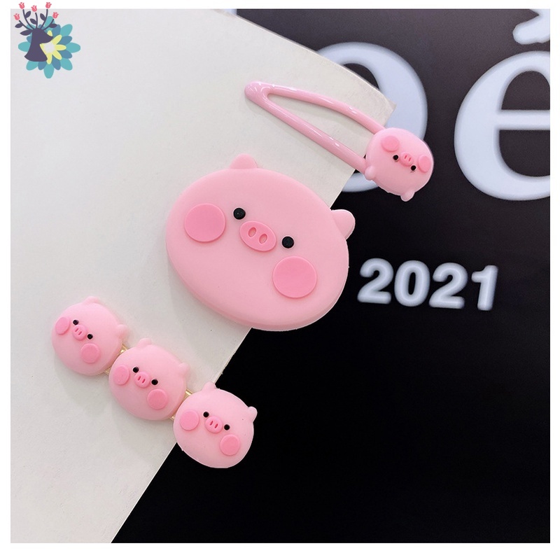 YK Kẹp Tóc Mái Thiết Kế Hình Chú Heo Hồng Dễ Thương