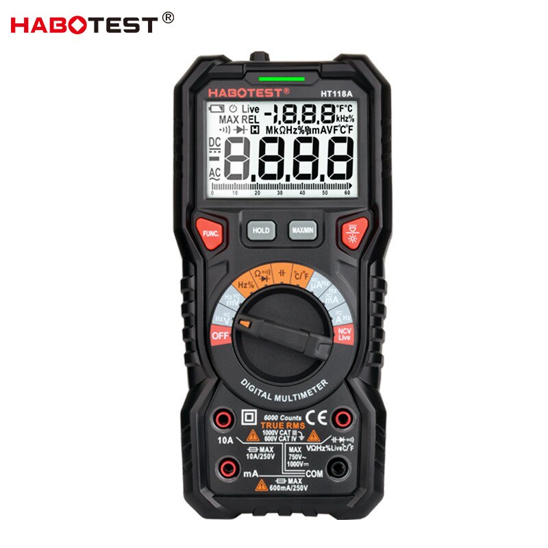 Vạn Năng Kế Kỹ Thuật Số HT118A / C / D Độ Chính Xác Cao AC / DC NCV Hz RMS LCD