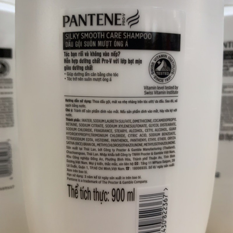 Dầu gội Pantene Suôn Mượt Óng Ả 900ml