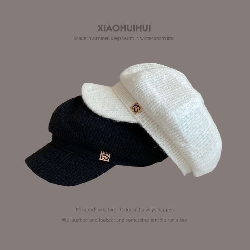 Mũ Beret Lưỡi Vịt Màu Đen Đơn Giản Thời Trang Thu Đông Phong Cách Anh Quốc Cổ Điển Dành Cho Bạn Nữ