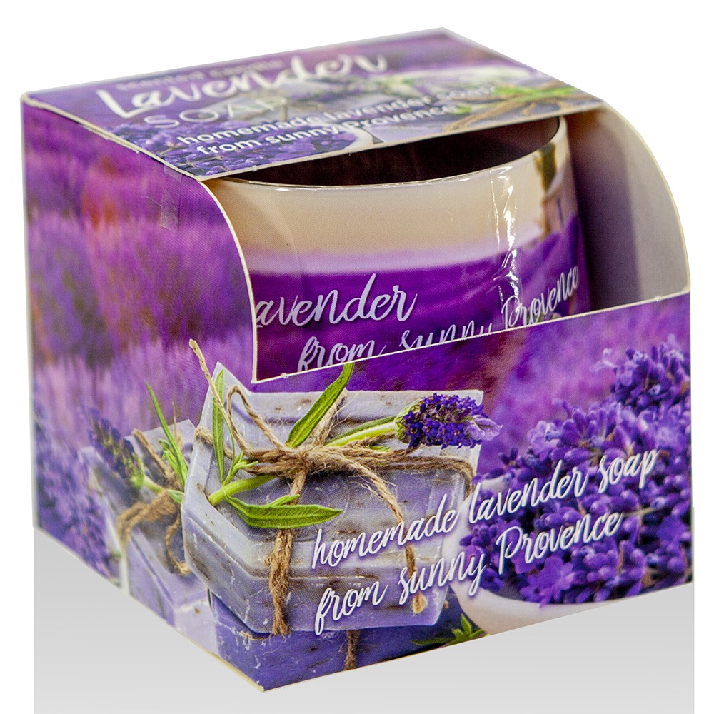 Ly nến thơm tinh dầu thơm phòng, khử mùi, Bartek Lavender Fields - cánh đồng oải hương
