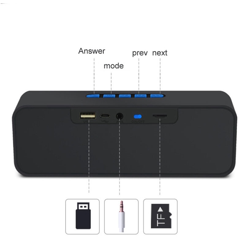 Loa không dây Bluetooth Loa siêu trầm đôi di động Loa TF / FM / USB