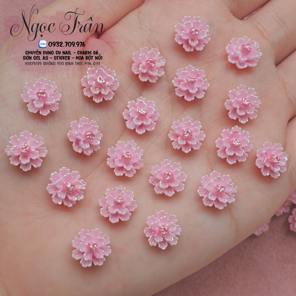 [Ảnh thật] Hoa Cúc Tràm 5D | Màu Hồng Pastel | Trang Trí Móng Tay HZ03