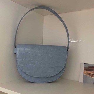 ❤️Ds ️ niche bag women 2020 summer new wave pattern milk blue semicircle bag túi đeo dưới cánh tay sang trọng retro one-shoulder baguette bag