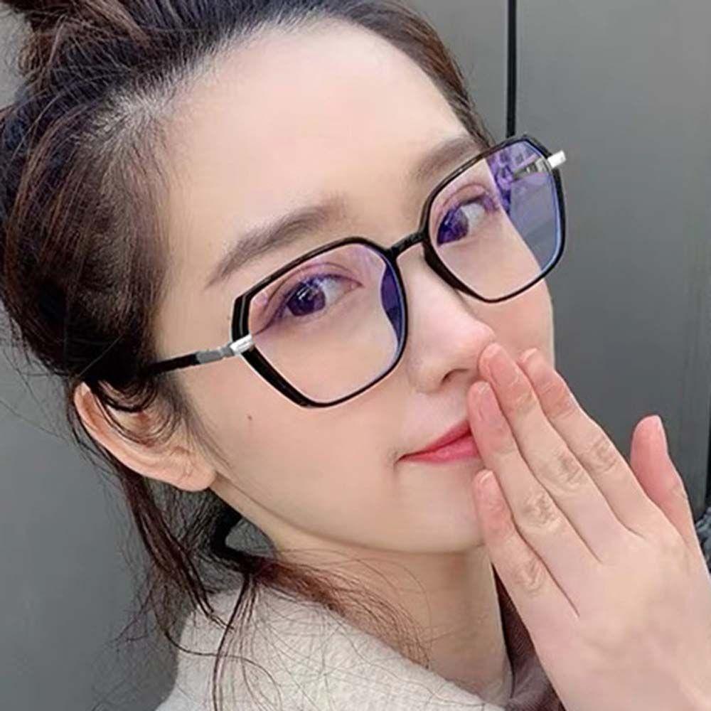 Kính Chống Bức Xạ Tròng Polygonal Màu Đen Gọng Kim Loại Trong Suốt Cho Nam Và Nữ MXMUSTY
