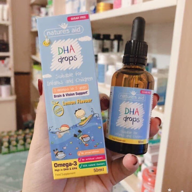 Natures Aid DHA Mini Drops 50ml Giúp Bé Thông Minh Nhanh Nhẹn của Anh Quốc