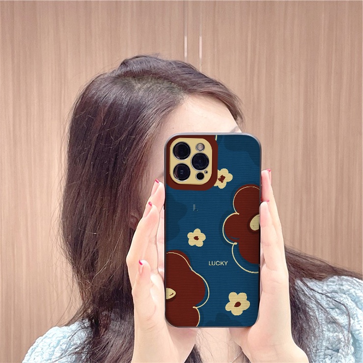Ốp lưng iPhone XS Max vuông bảo vệ cam hoa Lucky ốp cho iphone 13 12 11 promax 6 6s 6plus 6splus 7 7plus 8 8plus