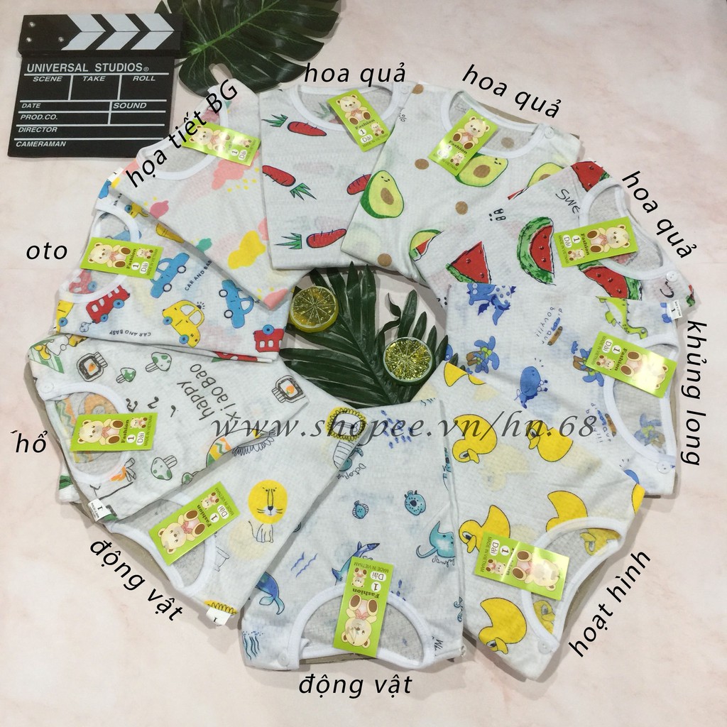 Bộ cotton dài tay điều hòa khuy vai cho bé trai và bé gái (HN 299)