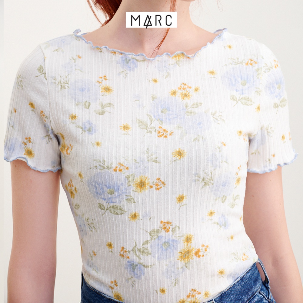 Áo thun nữ MARC FASHION họa tiết hoa viền chỉ màu FATN0701 | BigBuy360 - bigbuy360.vn
