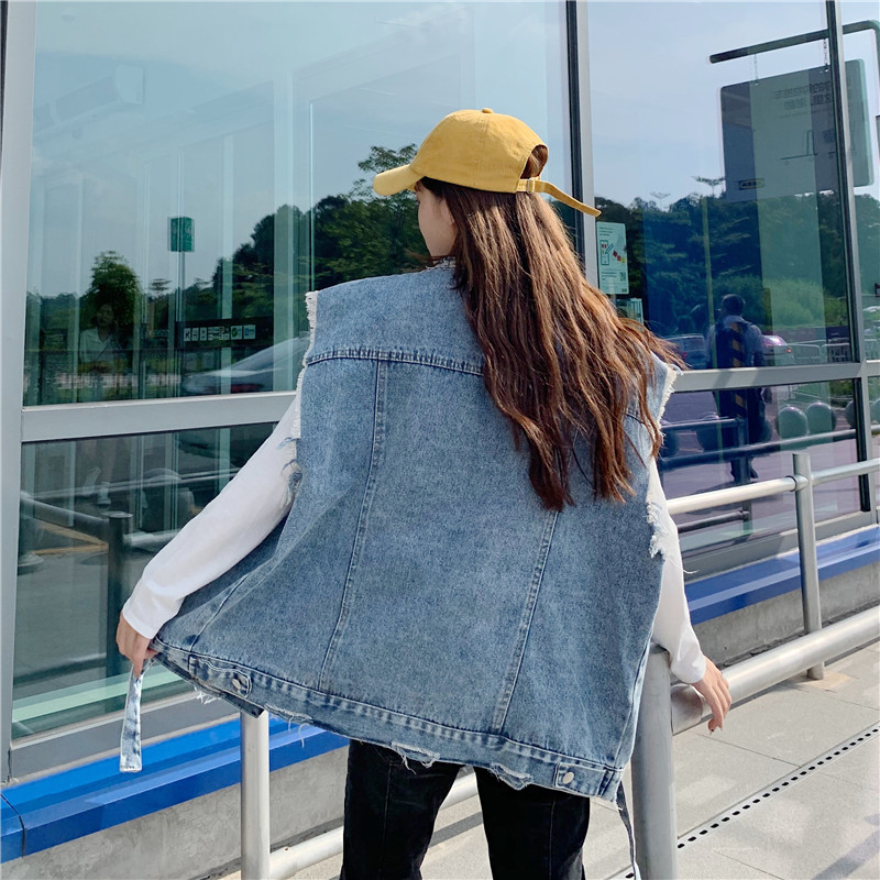 Áo Khoác Denim Không Tay Phong Cách Hàn Quốc Cho Nữ