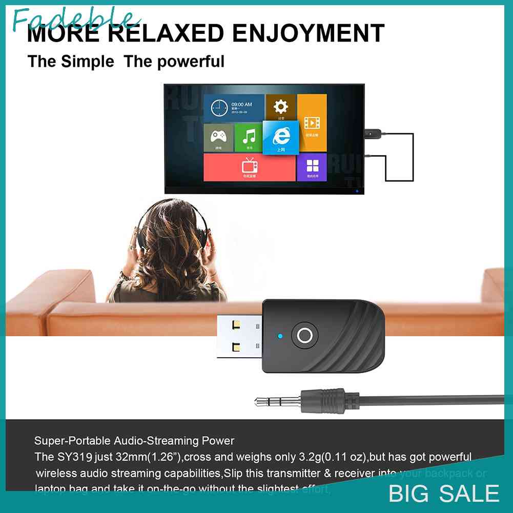 Thiết Bị Thu Phát Âm Thanh Bluetooth USB 5.0 3 Trong 1 Cho TV/PC/Tai Nghe Trên Xe Hơi