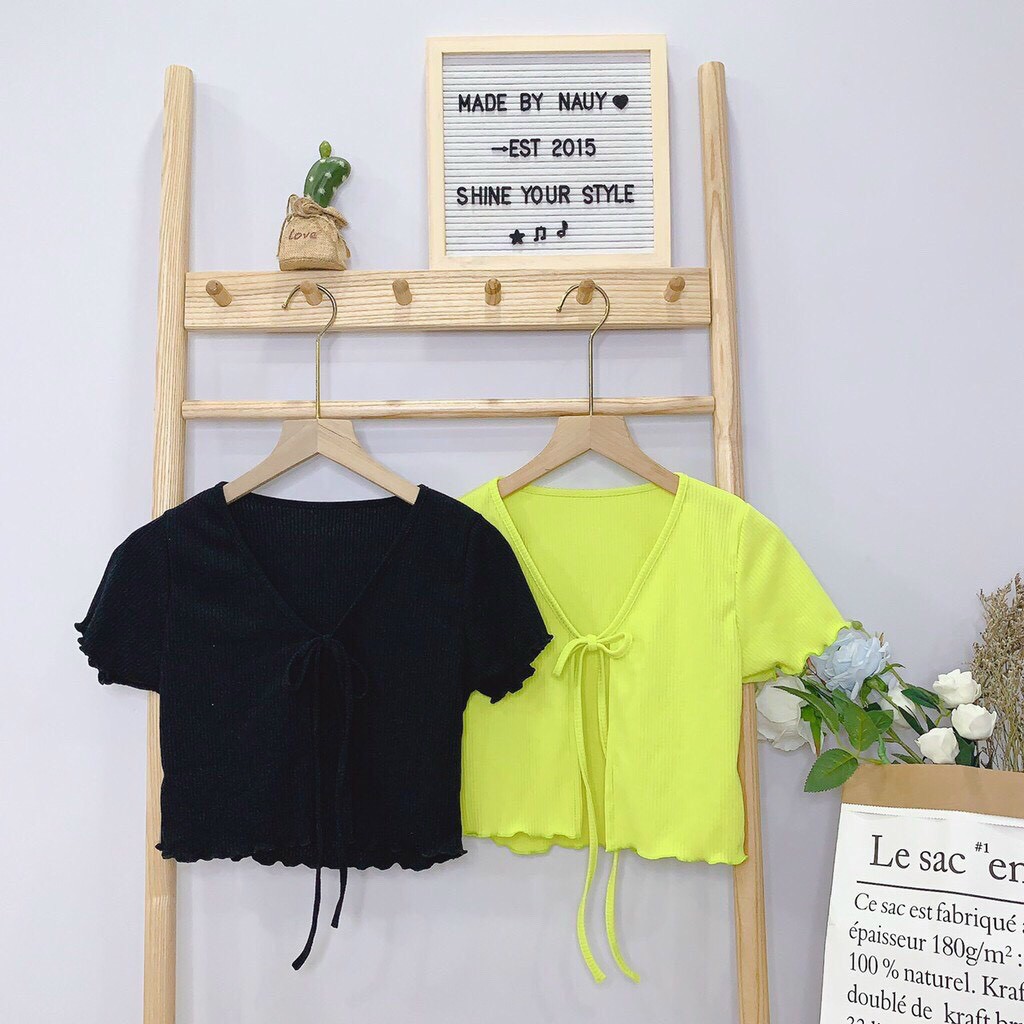 Áo Croptop ⭐ 𝑭𝑹𝑬𝑬 𝑺𝑯𝑰𝑷⭐ Áo Croptop Khoác Cột Day Tay Ngắn Phong Cách Cá Tính, Thời Trang Hàn Quốc CT41 | BigBuy360 - bigbuy360.vn