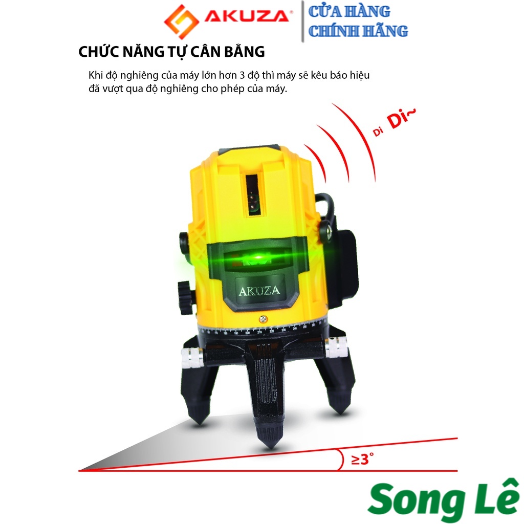 [HCM] Máy cân bằng Laser 5 tia xanh AKUZA - Chính Hãng(Màu vàng, Phím cảm ứng) FULL PHỤ KIỆN