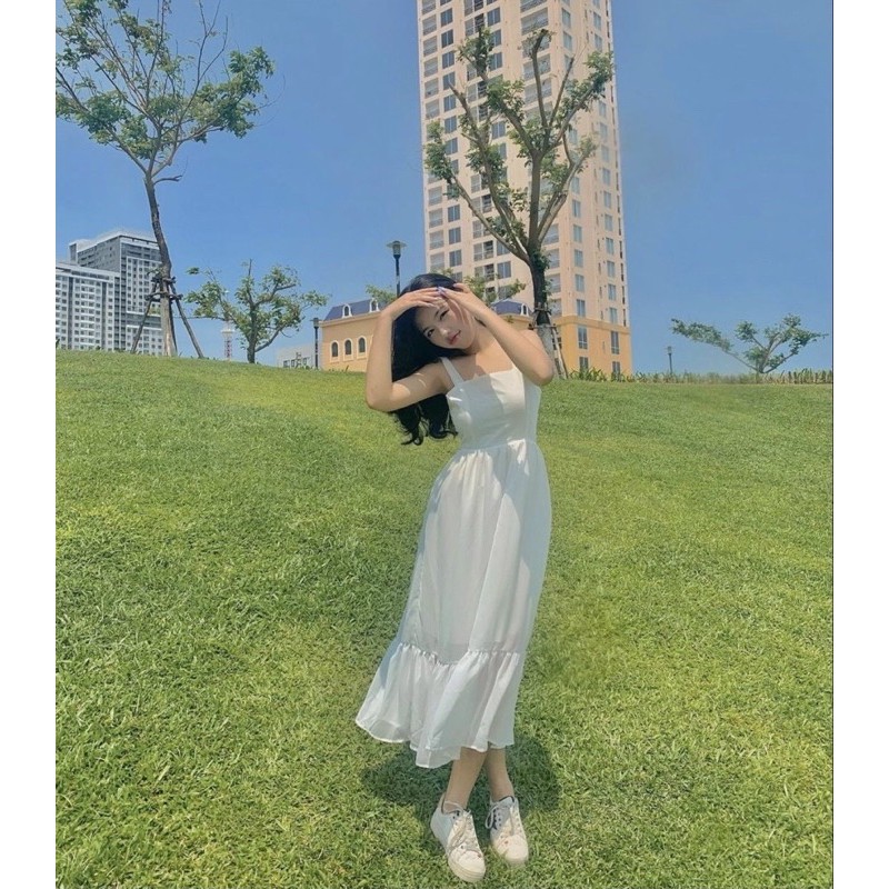 ĐẦM MAXI BUỘC NƠ LƯNG kt