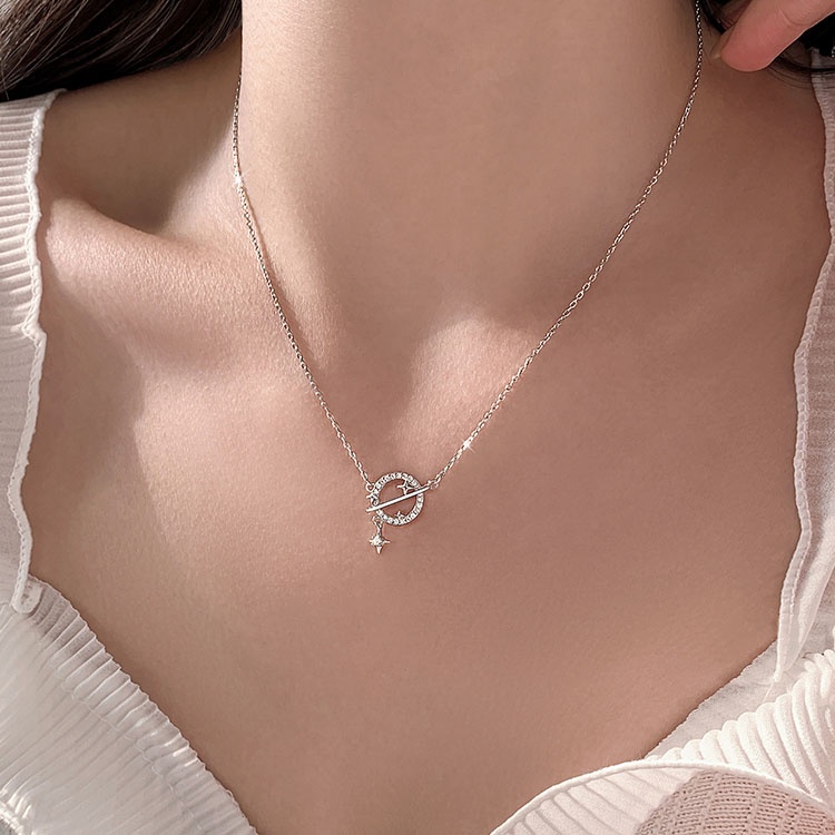 Vòng cổ Hình Hành Tinh Đính Đá Và Ngôi Sao Thời Trang Cho Nữ