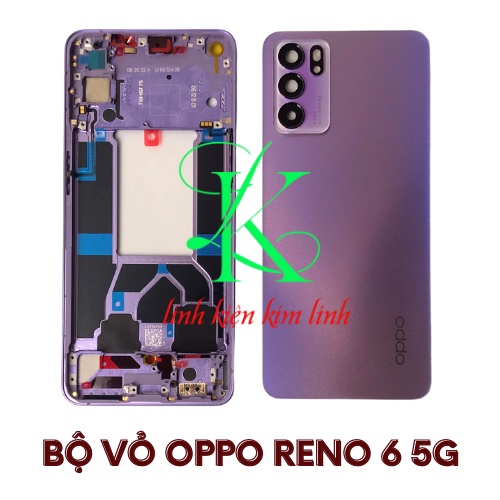 Bô vỏ oppo reno 6 5g có sườn ôm màn pin, kính cam và nắp lưng sau