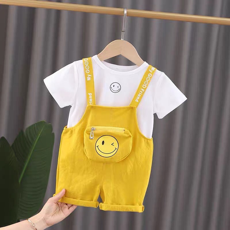 Yếm Mặt Cười Kèm Áo Coton Mềm Mịn Cho Bé