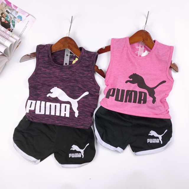 Bộ ba lỗ cotton 4 chiều puma cho bé trai từ 8kg-18kg