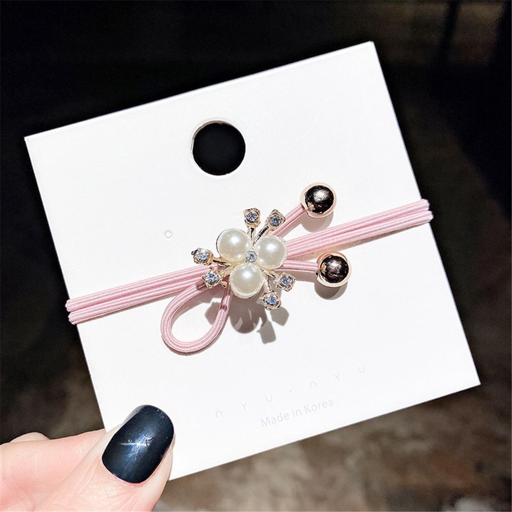 Dây Buộc Tóc Co Giãn Đính Hạt Ngọc Trai Màu Sắc Ngẫu Nhiên Cho Nữ