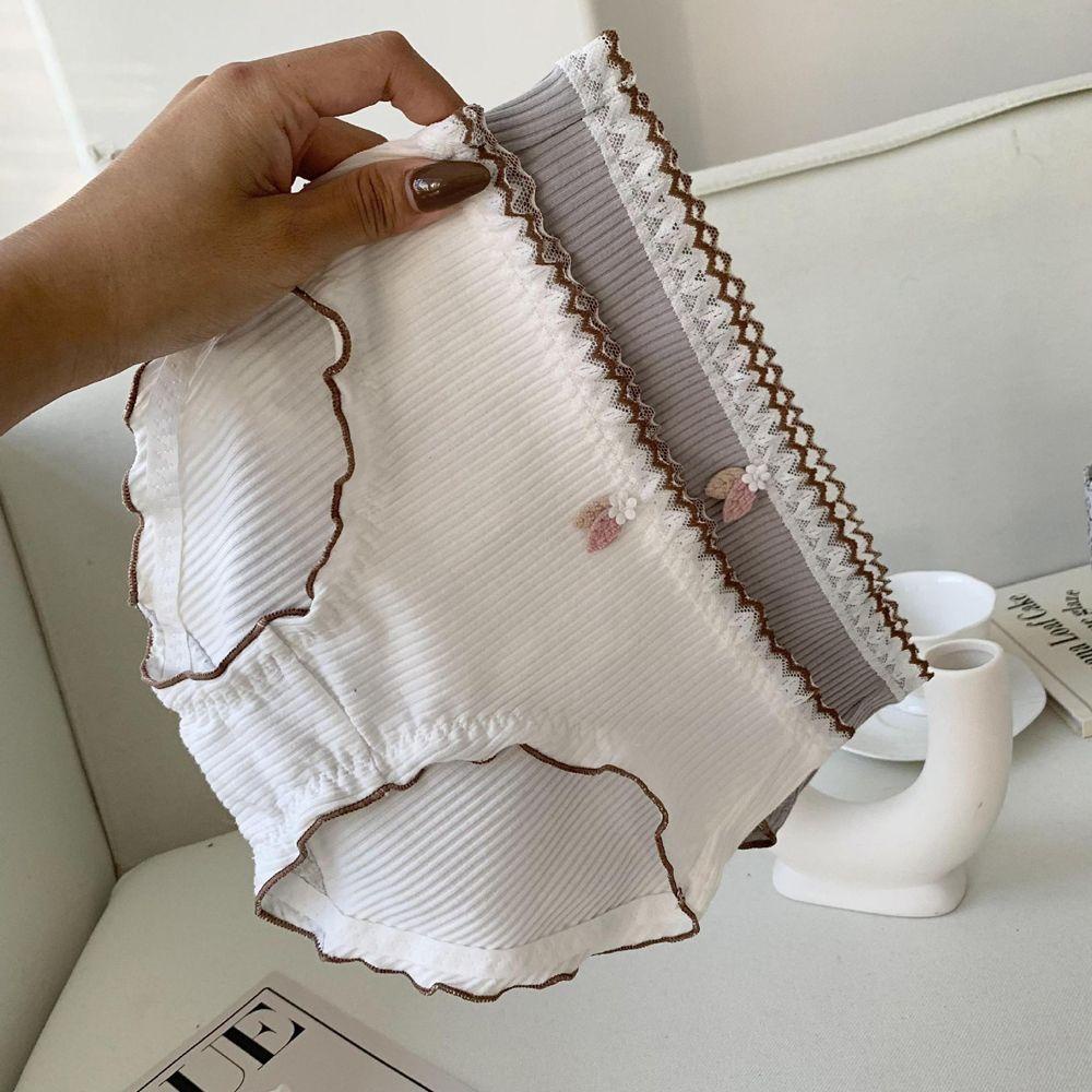 OCEANMAP Quần Lót Cotton Phối Ren Màu Sắc Macaron Dành Cho Nữ