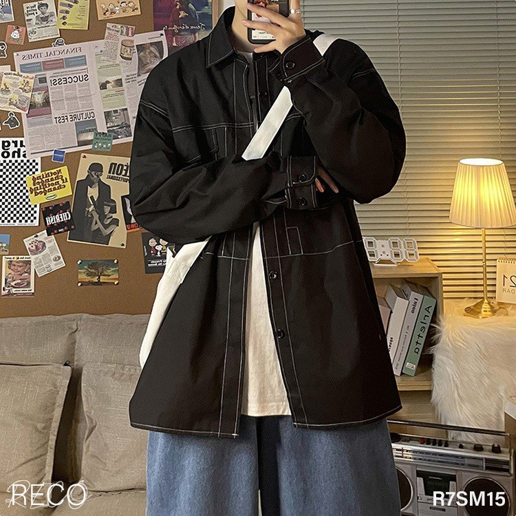 Áo sơ mi nam nữ Hàn Quốc cao cấp dáng rộng dài tay Shirt Loose R7SM15