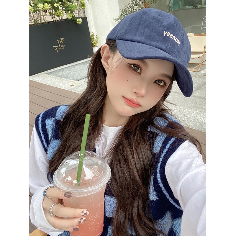 Mũ Lưỡi Trai Da Lộn Mềm Thêu Chữ Phong Cách Hàn Quốc