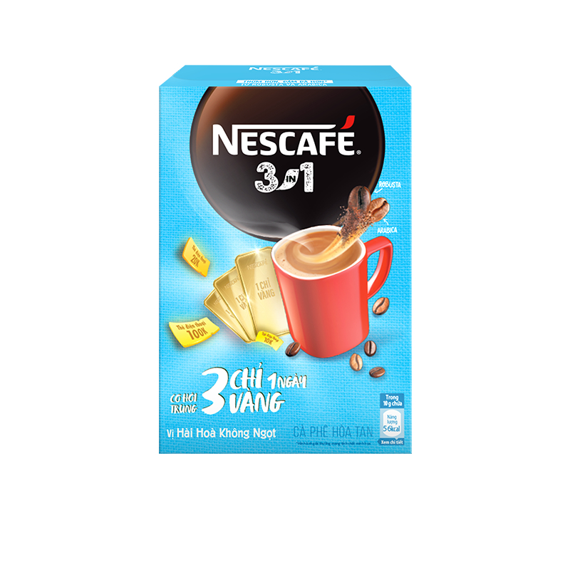 [CƠ HỘI TRÚNG 03 CHỈ VÀNG MỖI NGÀY] NESCAFÉ 3IN1 MỚI – Vị HÀI HÒA KHÔNG NGỌT Hộp 20 gói