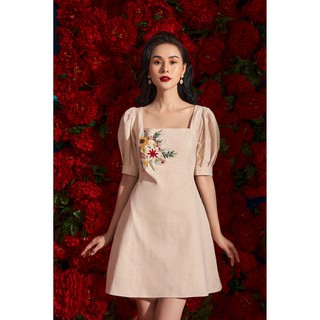 Olv - đầm thêu rachel square neck embro