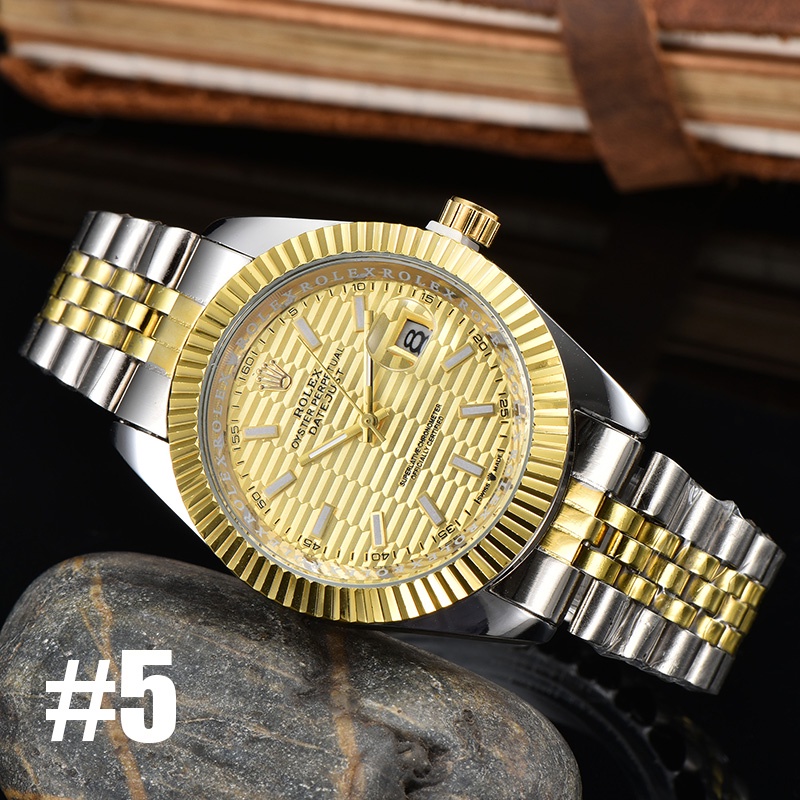 Đồng Hồ Quartz Nam Hiển Thị Ngày Dây Thép Sang Trọng