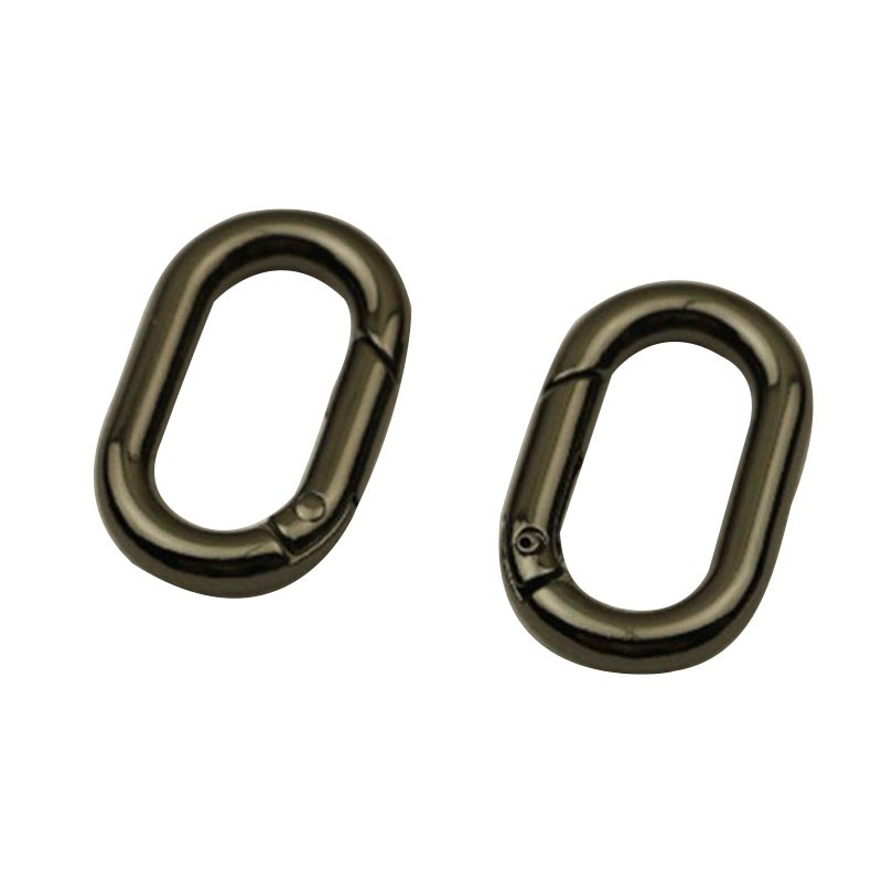 Bộ 2 móc khóa kim loại lò xo hình bầu dục gắn túi da/thắt lưng