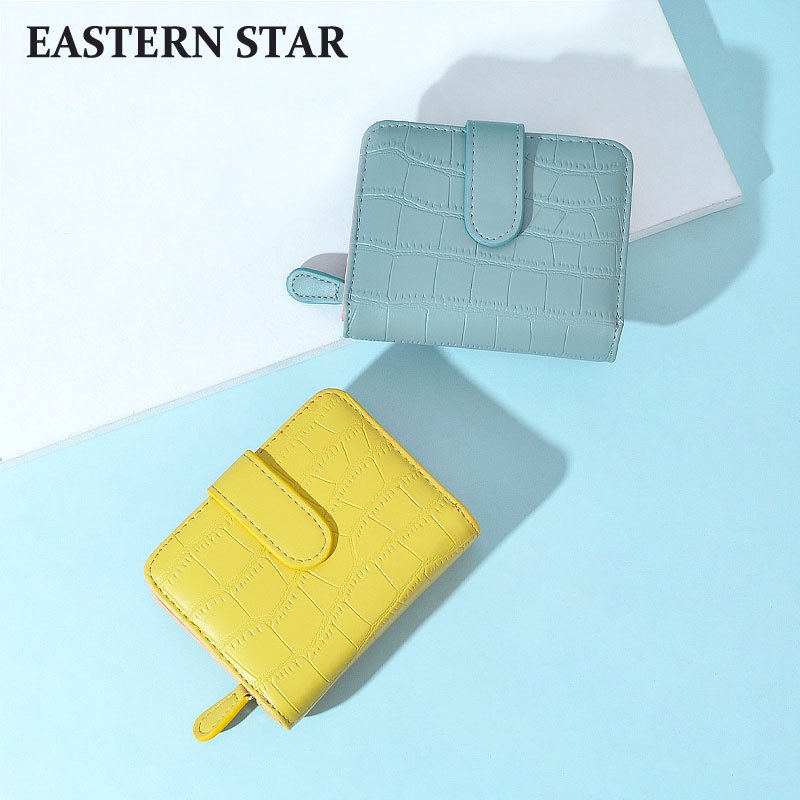 Ví cao cấp nhiều ngăn dây kéo bỏ túi Da cầm tay mini ngắn gập nhỏ gọn đẹp thời trang dễ thương cao cấp da giá rẻ ví đựng tiền xu Màu Trơn Họa Tiết Vân Đá Đa Năng Phối Khóa Kéo Thời Trang Cho Nữ