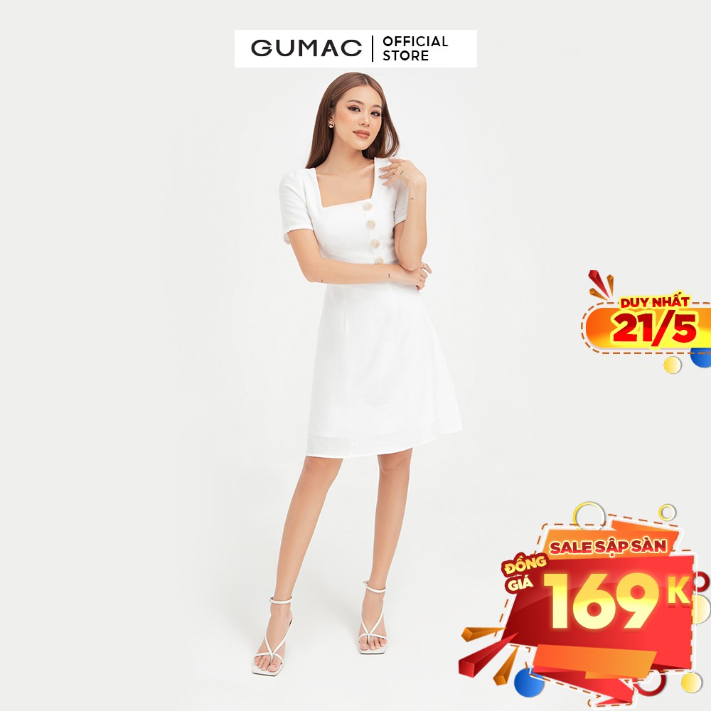 [Mã WABRGU155 giảm 15% tối đa 50k đơn 199k] Đầm body nữ GUMAC thiết kế dáng ôm màu trắng DB429