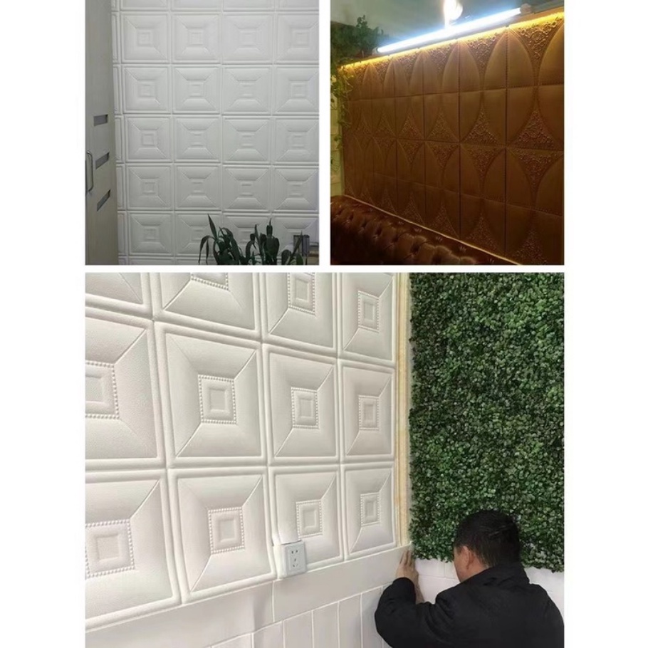 Miếng Dán Tường 3D Bằng Xốp Dày Dặn Chống Thấm Nước Cách Âm Độc Đáo Trang Trí Nhà Cửa DIY