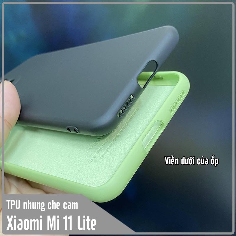 Ốp lưng cho Xiaomi Mi 11 Lite 4G - 5G - NE , nhựa TPU dẻo màu lót nhung che camera