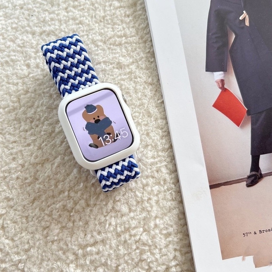 Dây đeo đồng hồ nylon màu kẹo 2 trong 1 thích hợp cho iWatch 7 6 SE 5 4 3 2 1 size 41mm 45mm 44mm 42mm 40mm 38mm