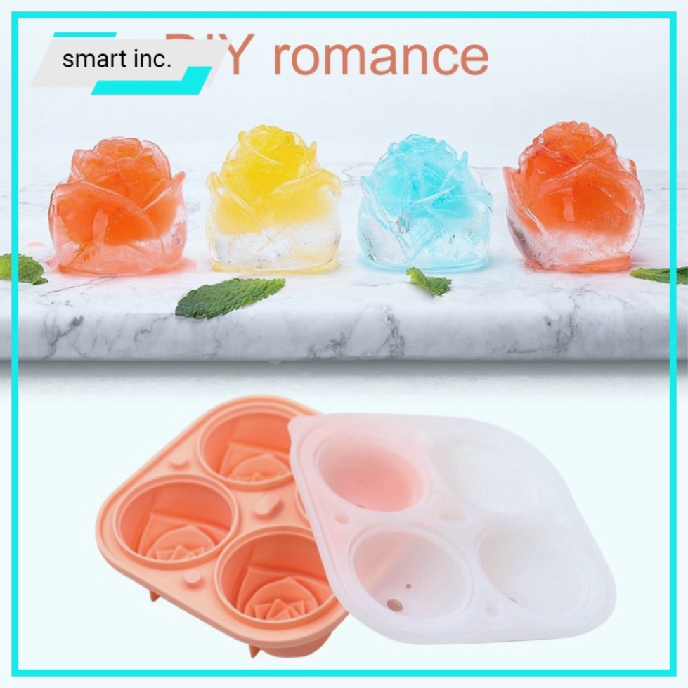 Khay Làm Đá Hoa Hồng Khuôn Làm Đá Tủ Lạnh Làm Thạch Rau Câu Silicone