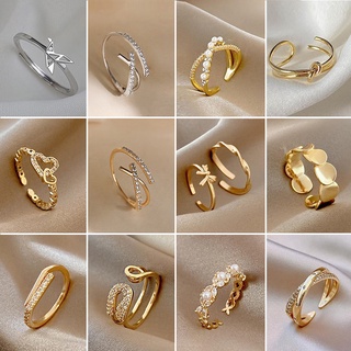 Nhẫn thép titan đơn giản đính đá zircon điều chỉnh thời trang cho nữ