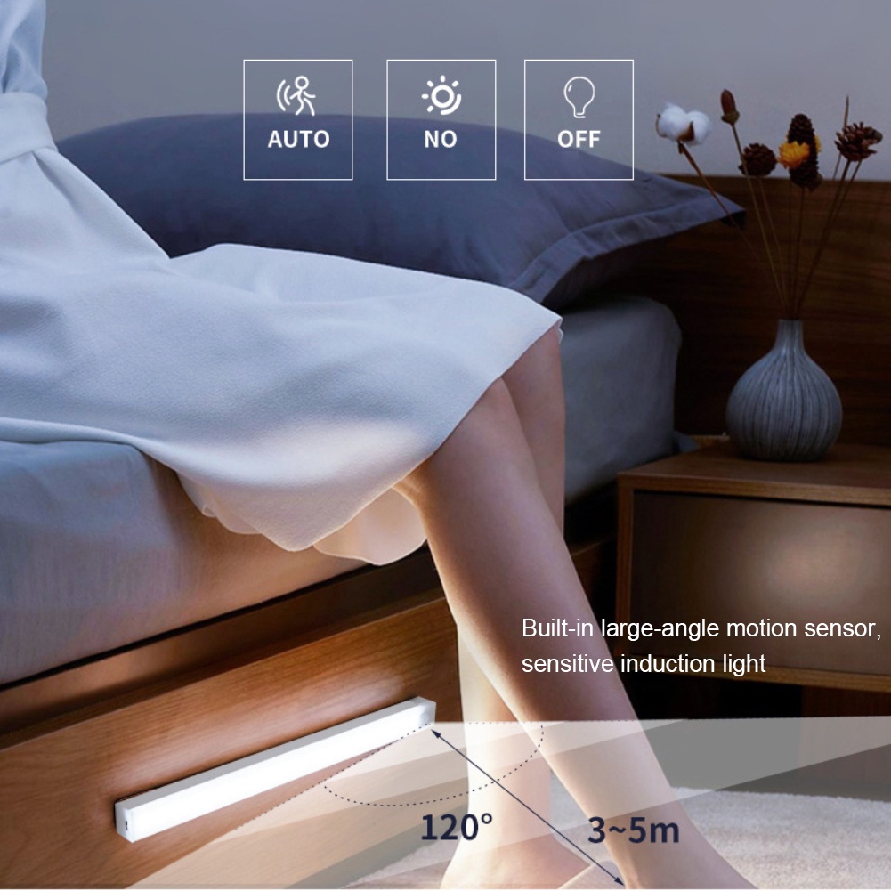 Ultra Đèn LED Gắn Tủ Quần Áo Siêu Mỏng Cảm Biến Chuyển Động PIR Bằng Nhôm Có Thể Sạc Lại Bằng Cổng USB | BigBuy360 - bigbuy360.vn