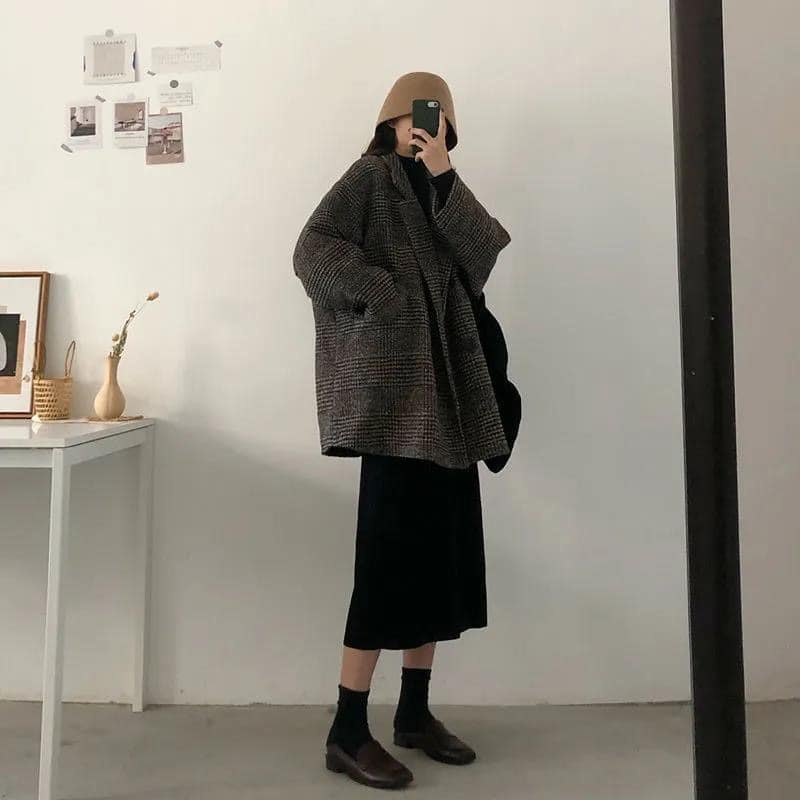 [HÀNG CÓ SẴN/CÓ ẢNH THẬT] ÁO BLAZER DẠ KẺ 4 CÚC