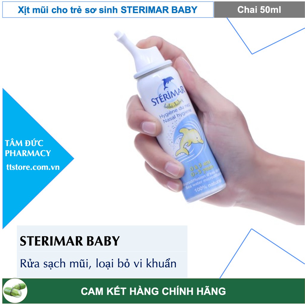 Xịt Mũi STERIMAR BABY [Chai 50ml] - Nước Biển Sâu Vệ Sinh Mũi cho trẻ sơ sinh/trẻ nhỏ (sterima baby / xịt mũi cá heo)