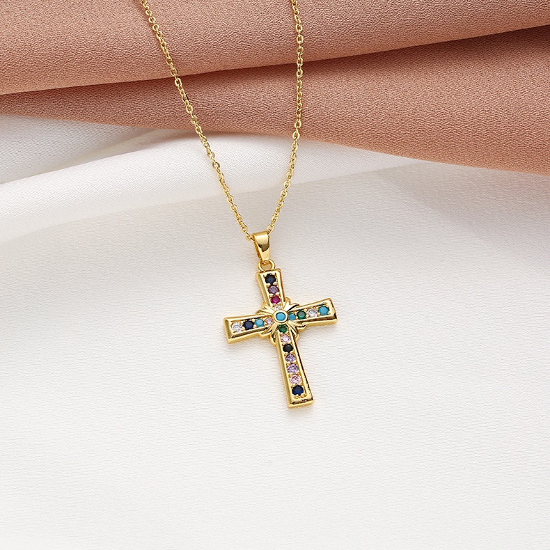 Vòng cổ XIAOBOACC inox dài 45cm+5cm mạ vàng phối mặt tùy chọn đính đá zircon chống dị ứng thời trang cho nữ