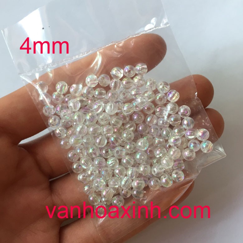 Hạt cườm nhựa acrylic trong cừ 4-8mm