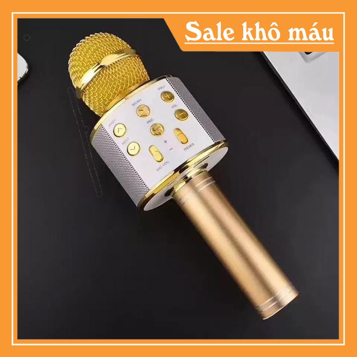 Micro Hát Karaoke kiêm loa Bluetooth Không Dây WS 858 Âm vang |NgaAnh