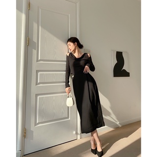 [COLIN CLOTHING] Chân váy dài nữ đắp tà li eo dáng suông