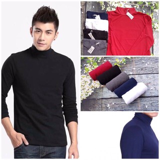 Áo thun dài tay cổ lọ nam màu đen chất cotton đẹp dáng ôm nhẹ dành cho nam