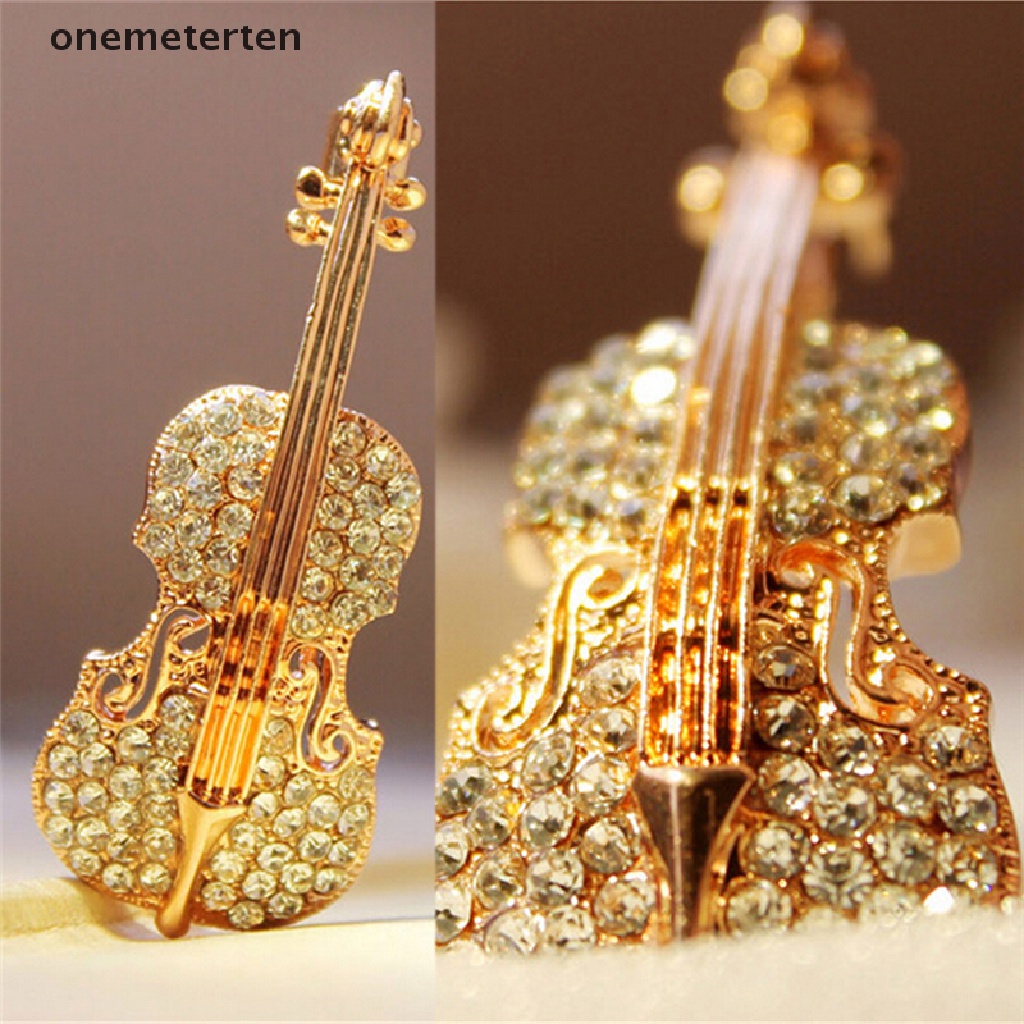 Ghim cài áo hình đàn violin đính đá phong cách thời trang
