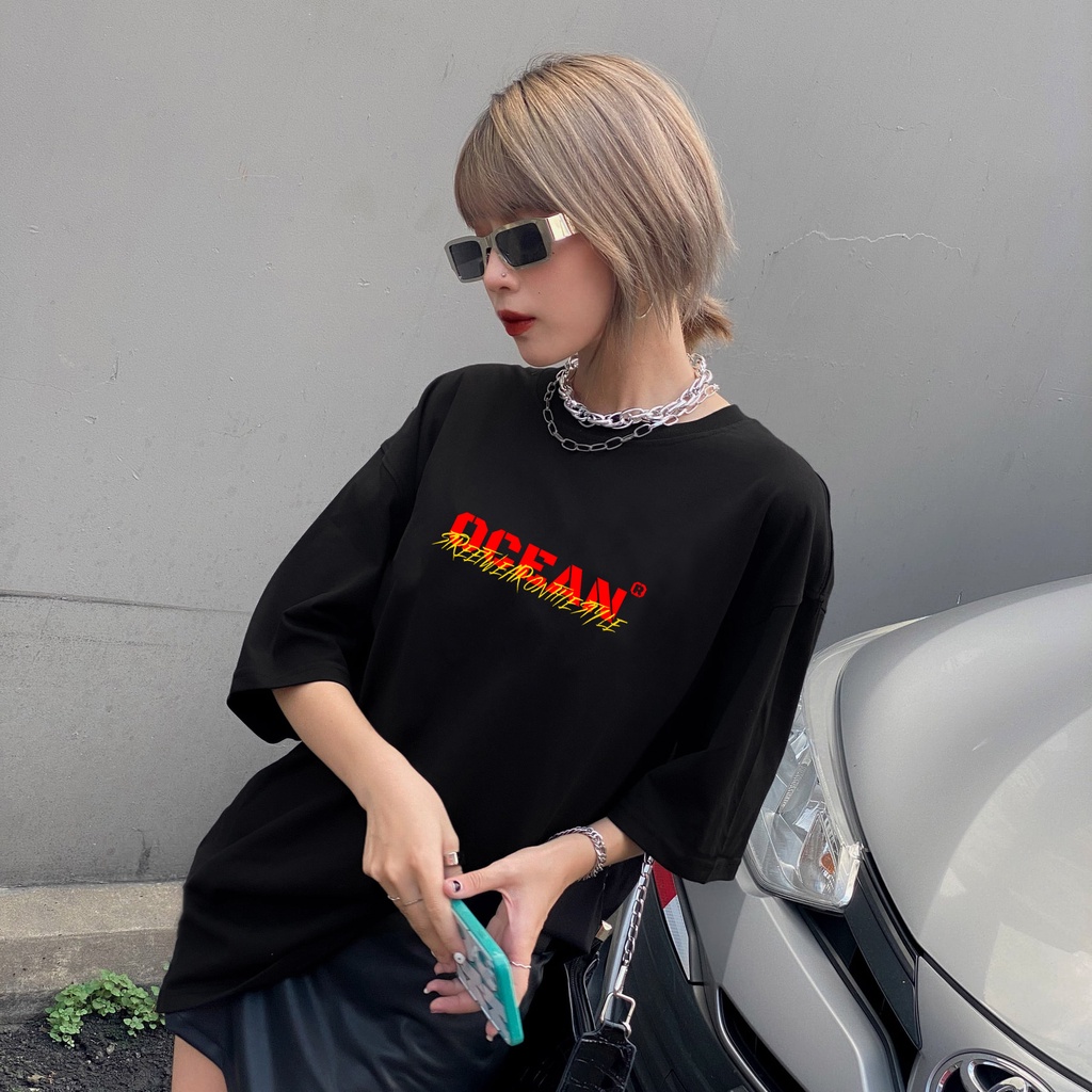 Áo thun tay lỡ unisex Local brand OCEAN Streetwear - Áo phông Ullzang nam nữ 100% Cotton 3 size M,L,XL - OCEAN.CLO