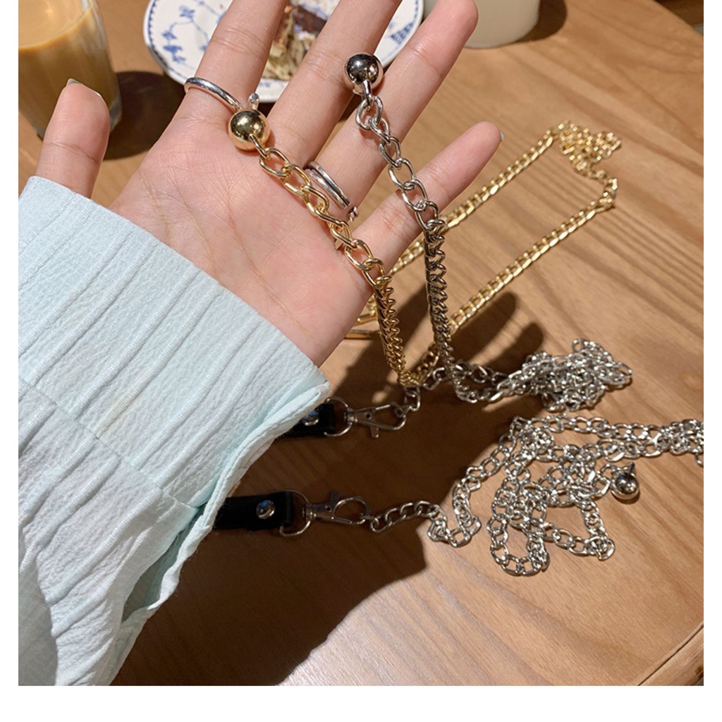 Thắt lưng da mix sợi xích Thắt lưng WANG 2 màu