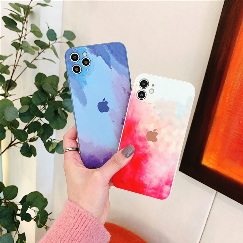 Ốp Lưng Silicone Họa Tiết Hình Vuông Màu Nước Thời Trang Cho Iphone 6s 7 8 Plus Xs Max Xr 11 12